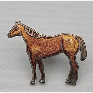 Mafco Horse Lapel Pin Brown Silver Tone Enamel Collectible Equestrian Tie Tack